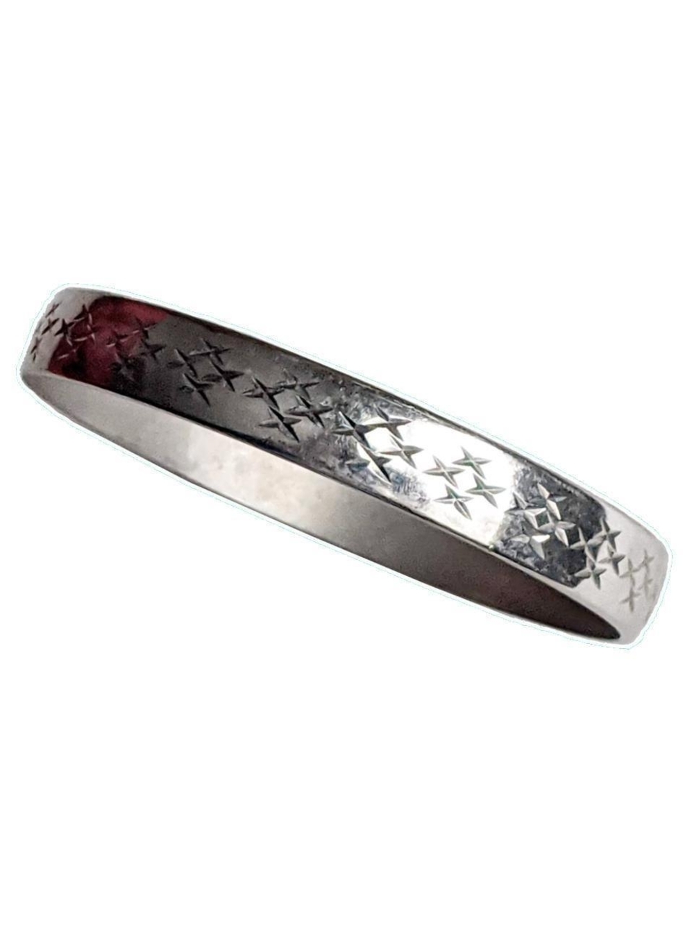 Vintage Star-Engraved Silver Bangle Bracelet